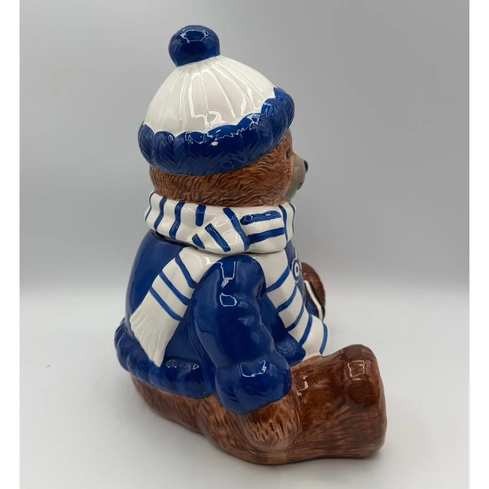 Oreo Bear Cookie Jar Houston Harvest 2001 Fourth Series Ceramic Blue White